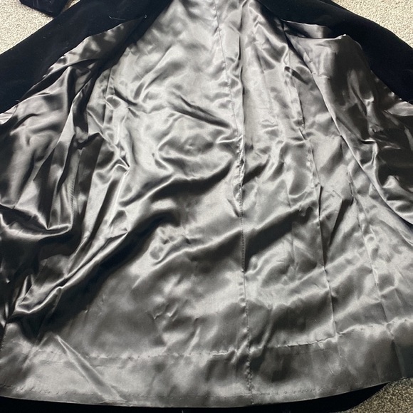 Vintage 60s Black Velvet Princess Rhinestone Opera Long Jacket Medium - Picture 4 of 6